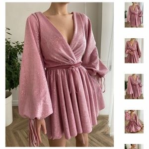 Teuta Matoshi pink sparkling mini sequin dress size 4